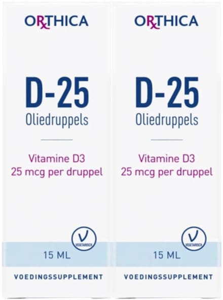 Orthica Vitamine D-25 Oliedruppels - 2 x 15 ml - Voordeelverpakking