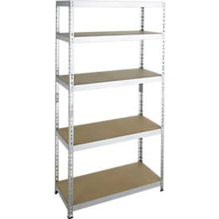Legbordstelling - zware belasting - complete stelling - met 5 legborden - B 920 x D 300 x H 1800 mm - gegalvaniseerd