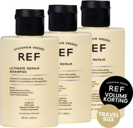 REF ULTIMATE REPAIR SHAMPOO 3X 100ML TRAVELSIZE VOORDEEL