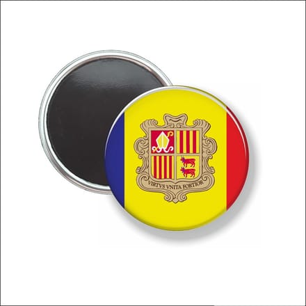 Button Met Magneet 58 MM - Vlag Andorra - NIET VOOR KLEDING