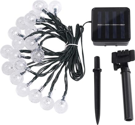 Benson Lichtsnoer - 20 LED bolletjes - Solar - 8 lichtstanden - 5 meter - Wit