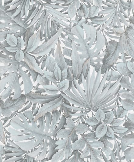 Botanica - Jungle Behang - Bladeren - Vliesbehang - Wallpaper - Licht Grijs - 0,53 x 10,05 M.