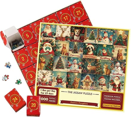Adventspuzzel Kerst - Feestelijke Puzzel - Gezinsactiviteit - 1000 Stukjes - 70x50 cm