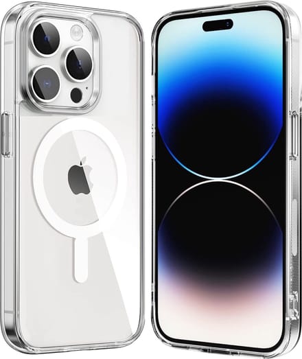 Hoesje voor iPhone 15 Pro Max backcover Shockproof siliconen Transparant met geïntegreerde magnetische cirkel