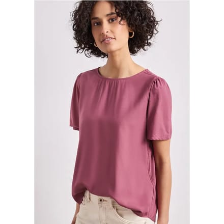 Blouse met ronde hals en korte pofmouwen
