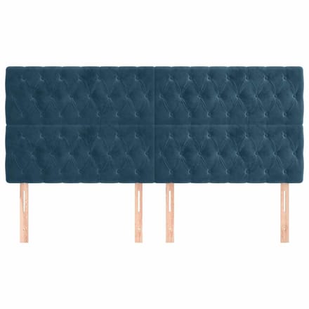 vidaXL - Hoofdbord - donkerblauw - 180x7x118/128 - cm - fluweel
