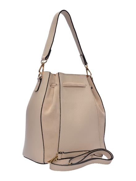 Roberta M Beige Rundleer Tas
