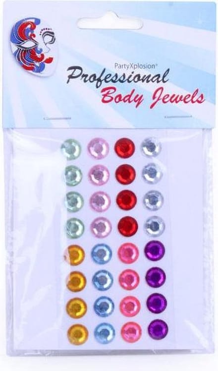 Body jewels 32 rondje 10 mm ass kleuren op kaart