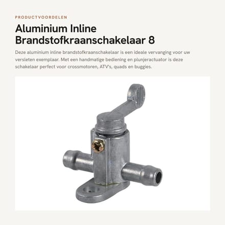 Dailygoods - Aluminium Inline Brandstofkraanschakelaar 8 mm voor Motorrijden