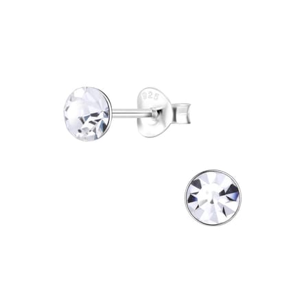 Joy|S - Zilveren 5 mm oorknoppen - kristal