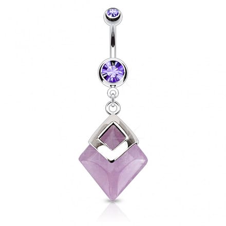 Navelpiercing half edelsteen hanger - Amethyst - LMPiercings