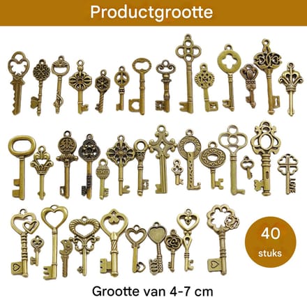 Crrynuo Hanger Sleutel - 40 DIY retro sleutel sieraden hanger - Ketting met sleutel - Brons