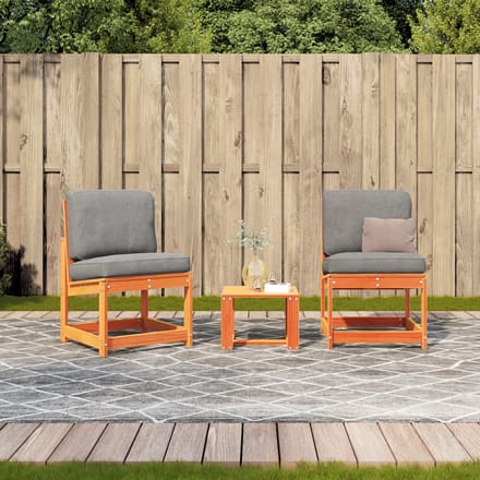 vidaXL - 3-delige - Loungeset - massief - grenenhout - wasbruin