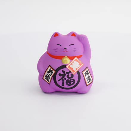 Tokyo Design Studio - Lucky Cat Beeldje - Paars - 9 cm