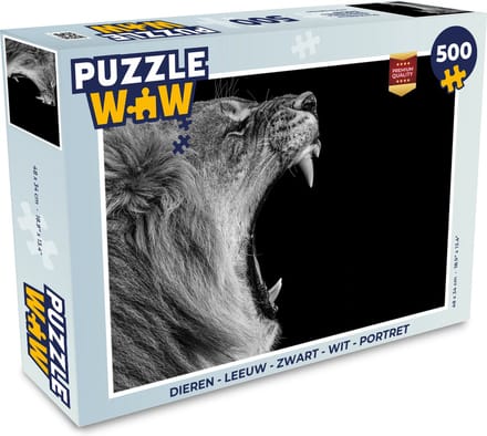 Puzzel Dieren - Leeuw - Zwart - Wit - Portret - Legpuzzel - Puzzel 500 stukjes