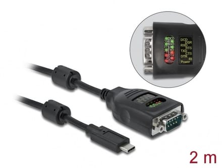 Delock USB Type-C™ to Serial DB9 Adapter with 9 LED RS-232 Tester