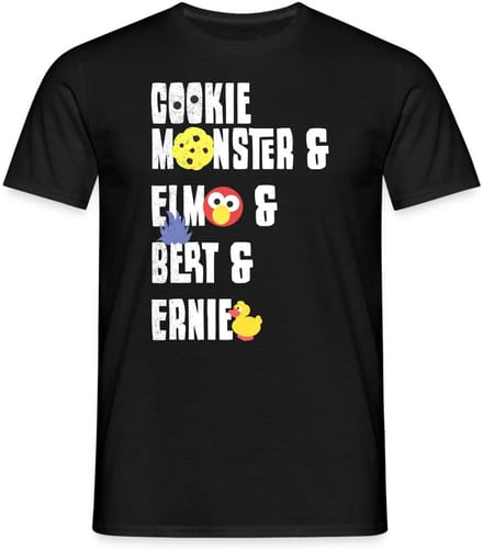Sesamstraat Cookie Monster & Elmo & Bert & Ernie T-Shirt Heren