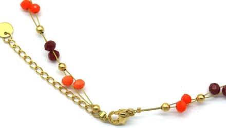 Ketting - Parels en Kralen - RVS - Lengte 39-45 cm - Oranje