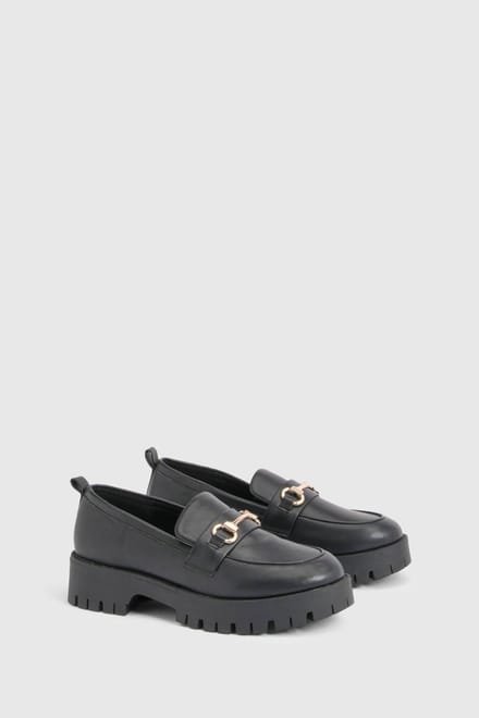boohoo Dames Chunky T-bar Loafers | Zwart | Maat: 40