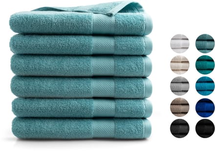 DoubleDry XL Handdoeken 70 x 140 - set van 6 - Hotel kwaliteit 500 g/m2 - 6x Denimblauw