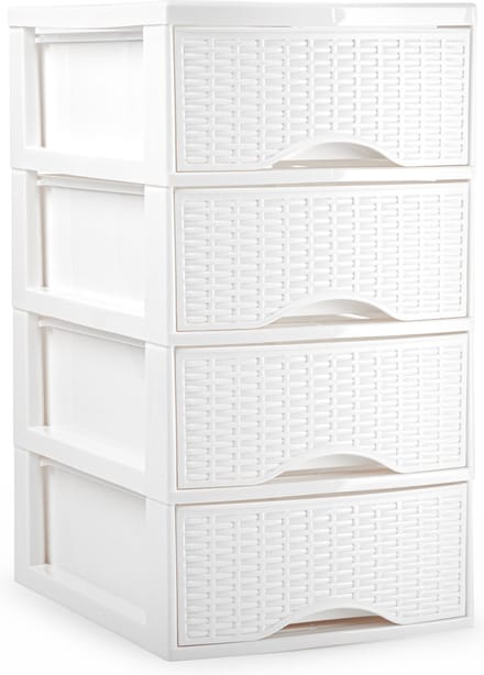 Plasticforte Ladeblokje/bureau organizer met 4x lades - wit - L24 x B18 x H34 cm