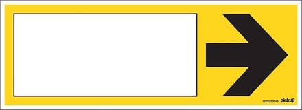 Pickup bord 33x12 cm - geel met pijl