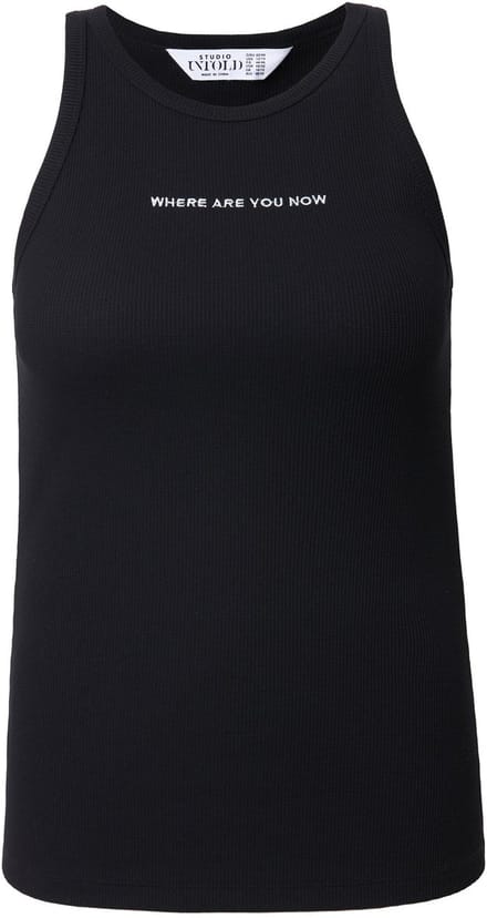 Studio Untold - Dames - Tanktop slim shape structuurjersey borduursel - Zwart - Maat 58+