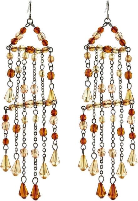Behave - Statement oorbellen bruin kralen - Boho herfstlook stijl