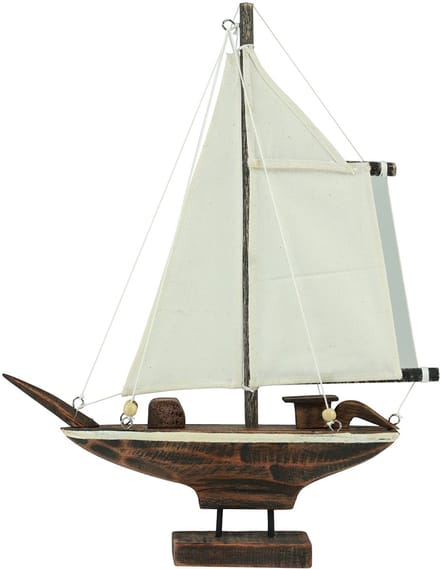 Zeilboot decoratie schip grenen hout bruin 32×5×41cm