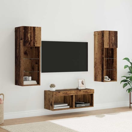 vidaXL TV Wandkasten 4 st Artisan Eiken Bewerkt hout