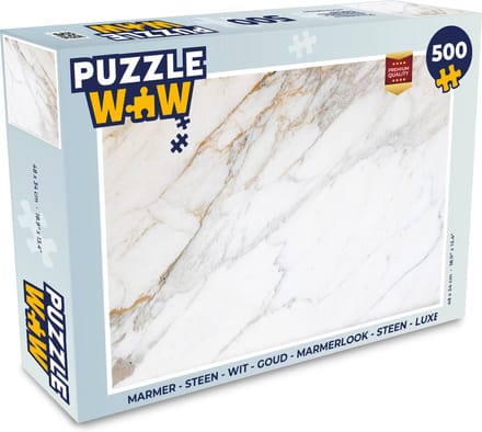 Puzzel Marmer - Steen - Wit - Goud - Marmerlook - Steen - Luxe - Legpuzzel - Puzzel 500 stukjes