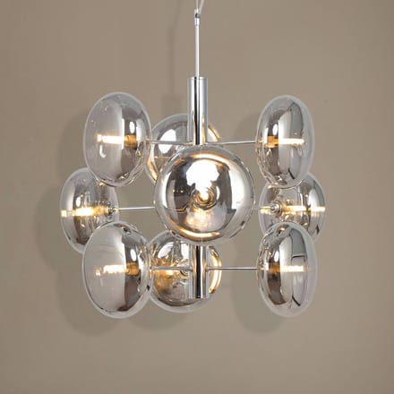 Näve Hanglamp Explosion 9-lamps, chroom/rookgrijs
