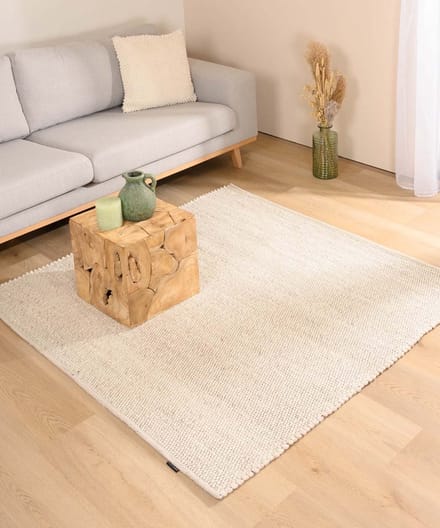 Wollen vloerkleed vierkant - Lett wit 250x250