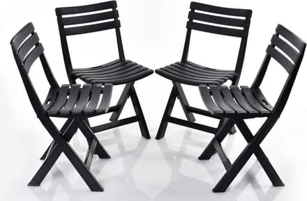 Relaxwonen - 4 tuinstoelen - antraciet - inklapbaar