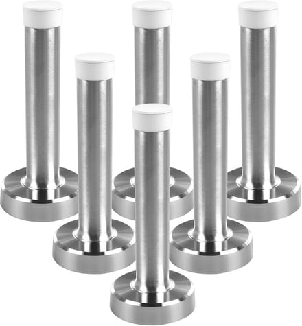 Set van 6 Chromen Zware Deurstop voor Plinten en Muren - Met Antischuurrubber