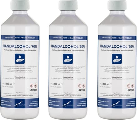 Handalcohol spray 70% - 500 ml met dop - set van 3 stuks