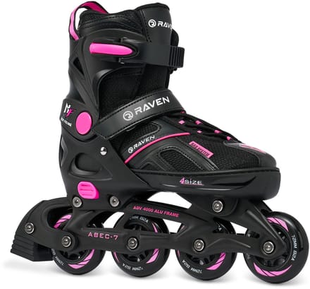 RAVEN Pulse Verstelbare Skeelers 33-36 Zwart/Fuchsia