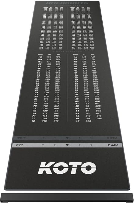 KOTO - Oche Carpet Checkout - Dartmat - Grijs 285 x 80 cm + Oche Score Indicator - Antislip