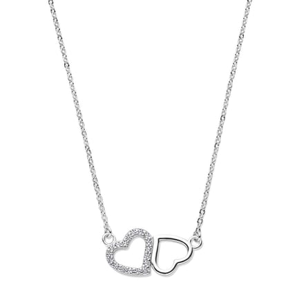Zilveren Collier met Hartjes met Zirkonia’s