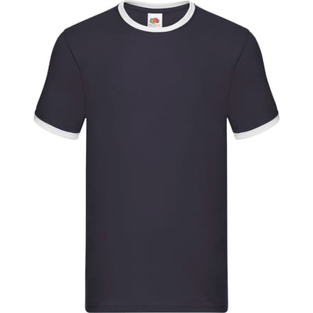 Fruit of the Loom Heren Ringer T-Shirt (Marine / Wit)