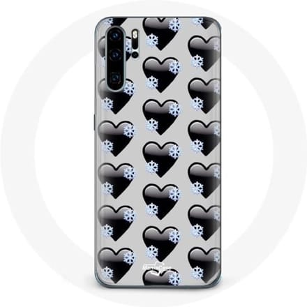 Coque pour Huawei P30 Fond de coeurs noirs