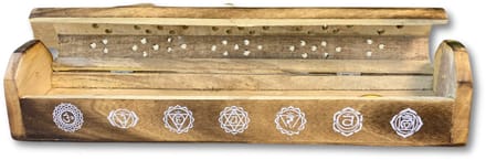Wierook brander met Chakra tekens - Mangohout- wierook houder