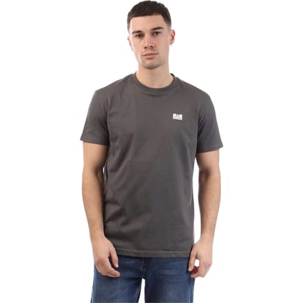 Weekend Offender Heren T-shirt met contrasterend logo, normale pasvorm, Bridgetown (Houtskool)