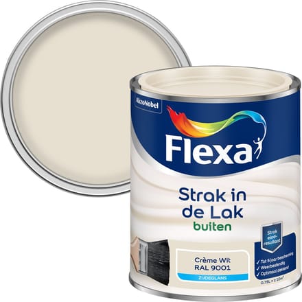 Flexa - Strak In De Lak Buitenlak Zijdeglans - Crème Wit / Ral 9001 - 750 Ml