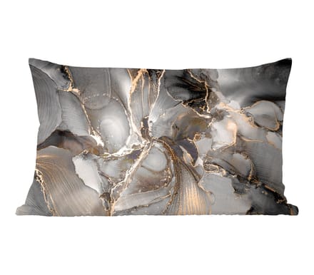 Sierkussens - Kussentjes Woonkamer - 60x40 cm - Grijs - Luxe - Goud - Marmer