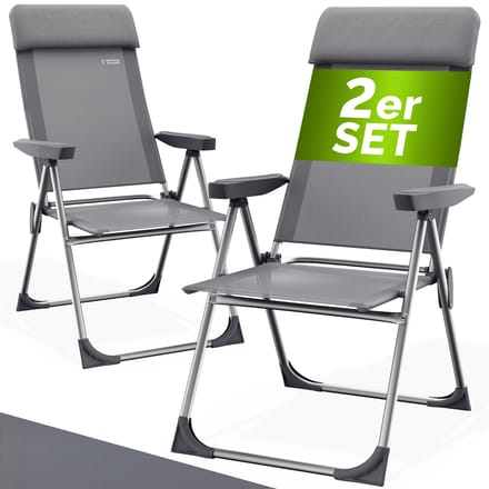 Casaria - Aluminium Tuinstoel 2 Stuks - 7-voudig Verstelbaar - Grijs