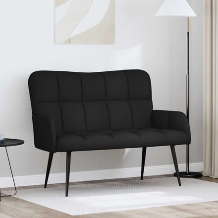 vidaXL - 2-Zits - Sofa - Zwart - 115 - x - 61 - x - 87 - cm - Stof