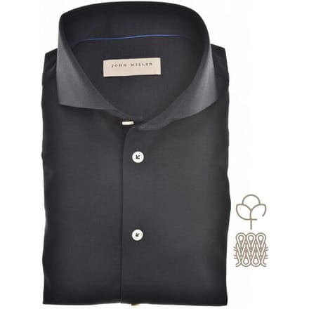 John Miller Overhemd Plain Color Cotton Tricot Zwart / male