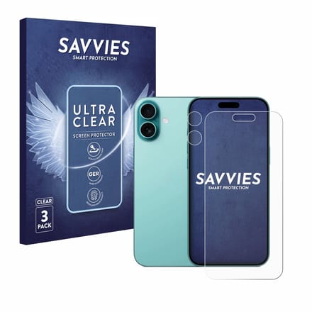 Savvies - Screenprotector voor Apple iPhone 16 Plus (Voor+Camera) - Folie Beschermfolie transparant 6 Stuks