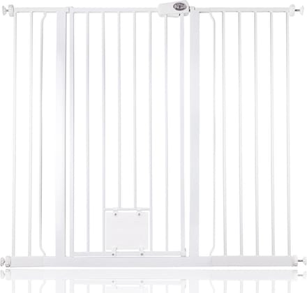 Bettacare Hoog Hek met Kattenluik, 120,3cm - 127,9cm, Wit, 104cm Hoog